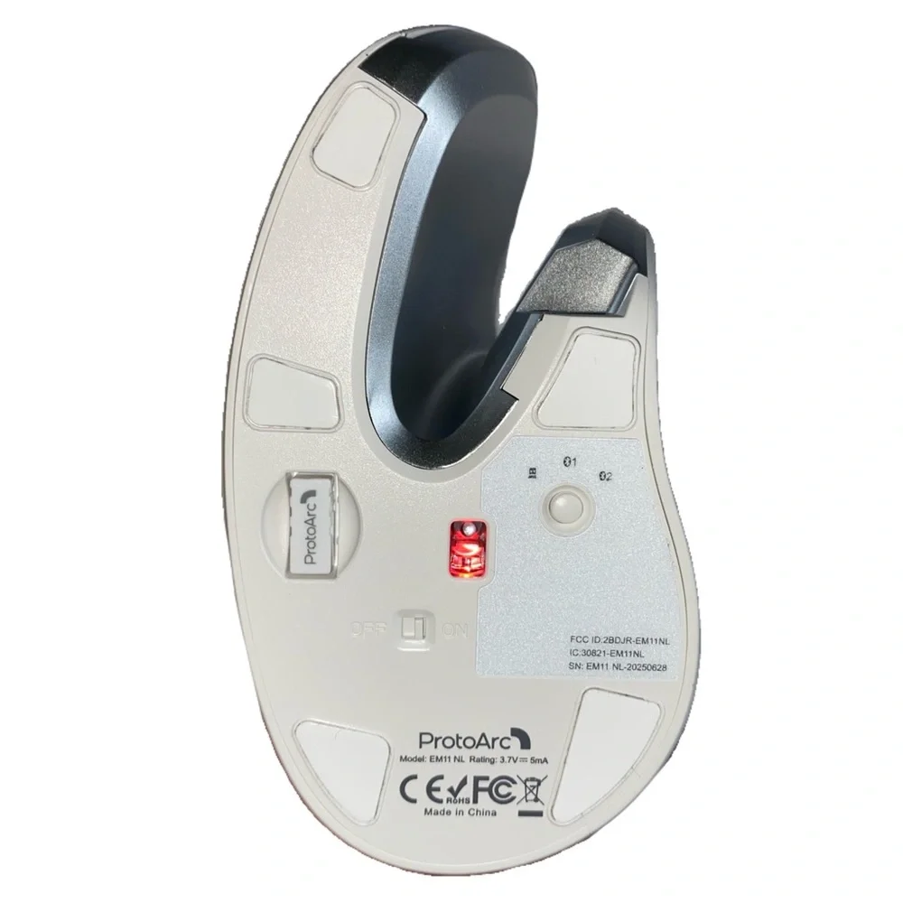 ProtoArc EM11 NL 2.4GHz Wireless Vertical Ergonomic Right-Handed Mouse, White